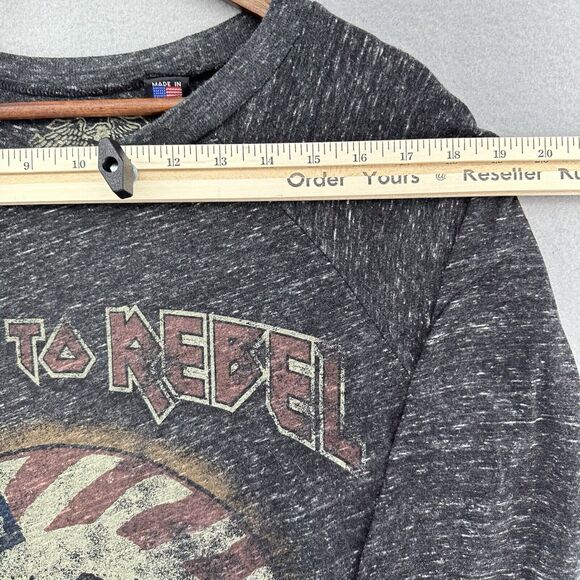 Rebel‎ Republic BORN TO REBEL Long Sleeve Gray Sweat Top Womens M USA Rock Biker - Picture 3 of 9